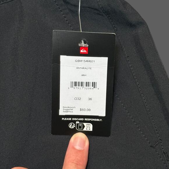 Quiksilver Hybrid Performance Shorts Black Anthracite Size 36 NWT - Picture 6 of 9